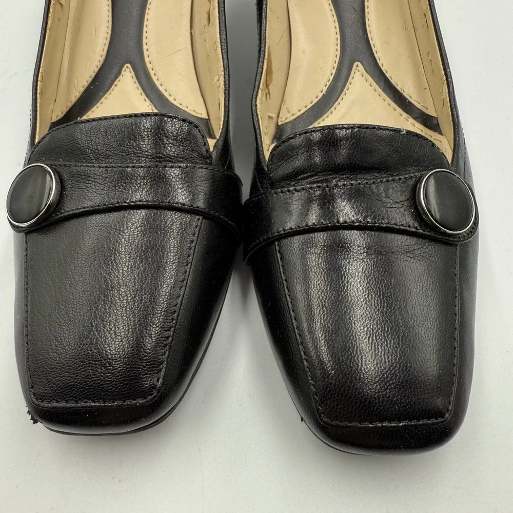 Naturalizer‎ Fulton Black Leather Square Toe Low Heel Loafer Shoes 7 1/2 N Y2K